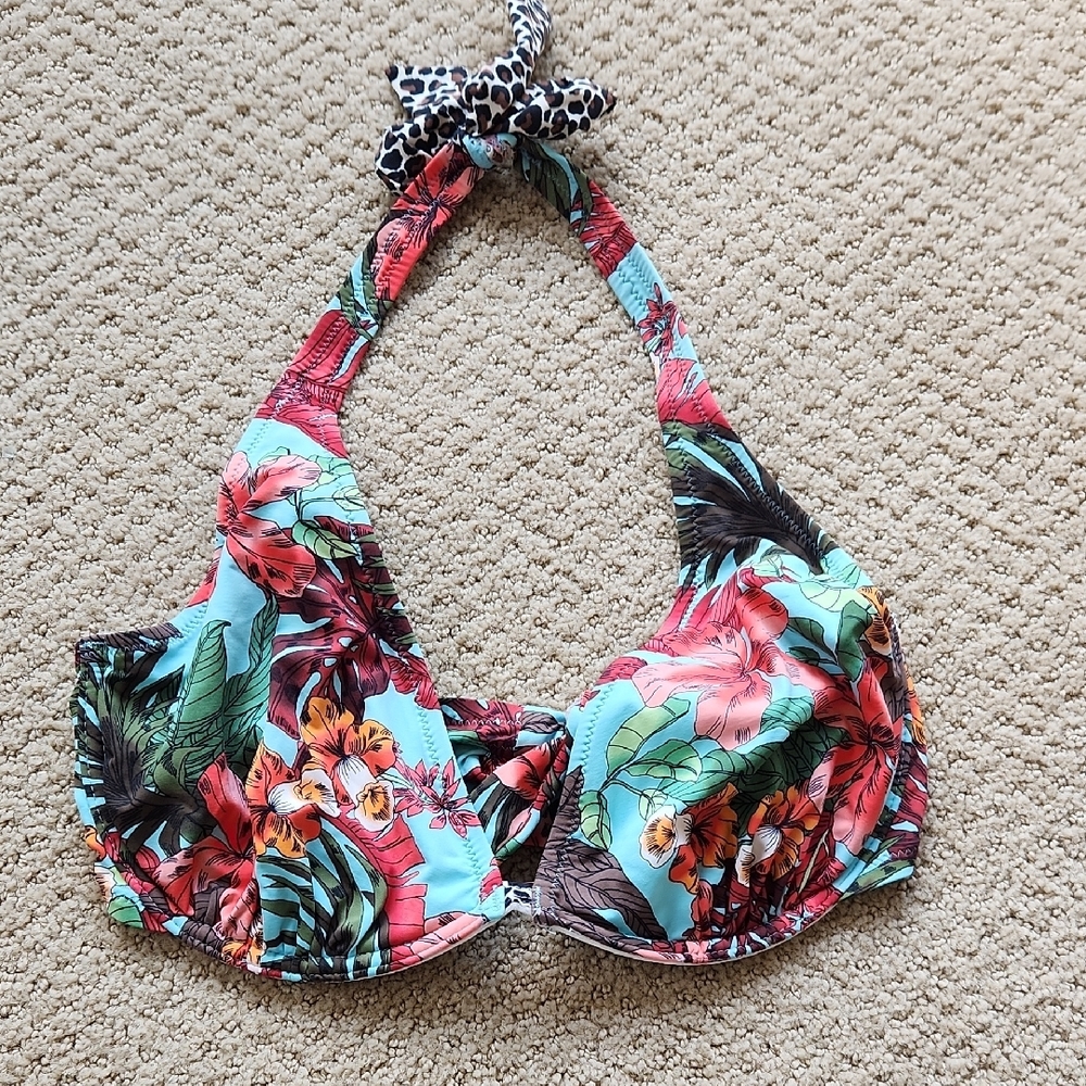 Floral Halter Bikini Top